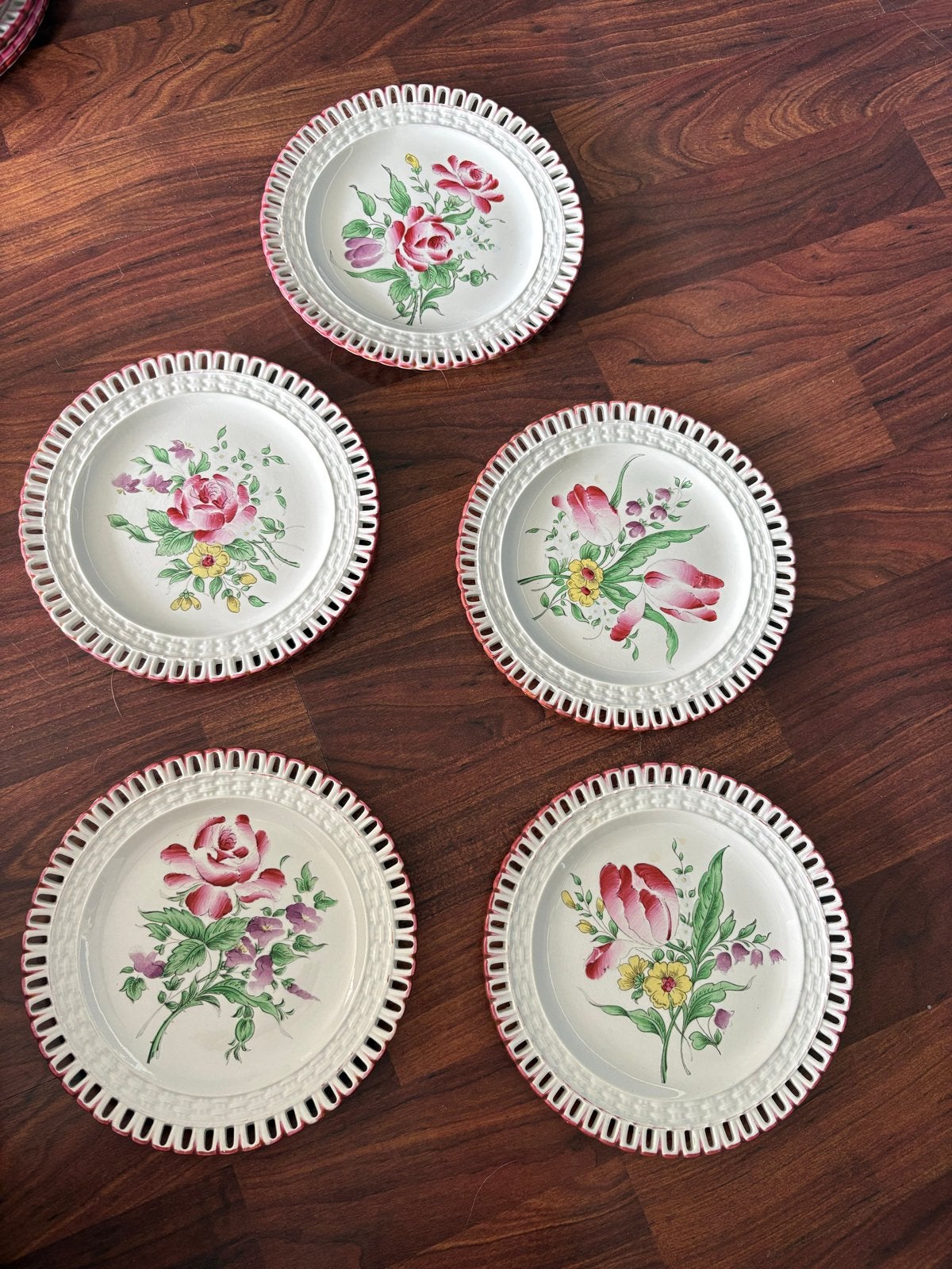5 handbeschilderde bordjes Luneville Keller & Guerin, Ophalen