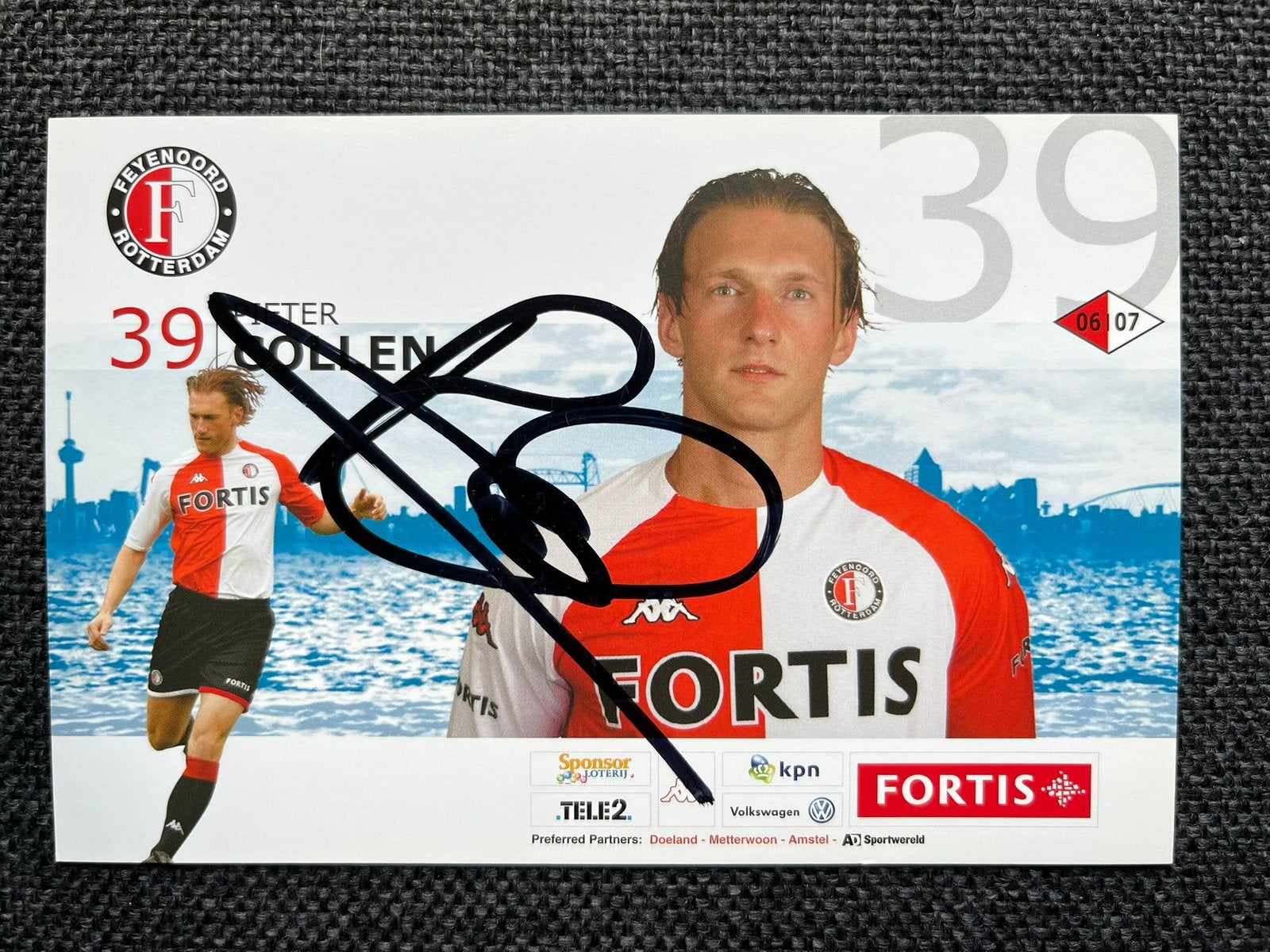 Feyenoord spelerskaart Collen met handtekening, Verzamelen, Ophalen of Verzenden, Zo goed als nieuw, Feyenoord, Spelerskaart