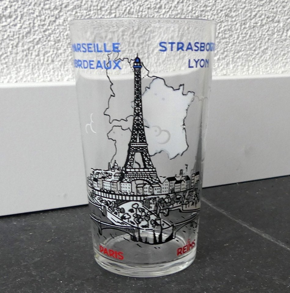 Frankrijk vintage glas oud Paris Reims Bordeaux Lyon Marseil, Huis en Inrichting, Glas of Glazen, Gebruikt, Ophalen of Verzenden