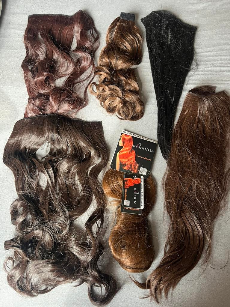 Clip in hair extensions, Ophalen of Verzenden, Zo goed als nieuw, Pruik of Haarverlenging