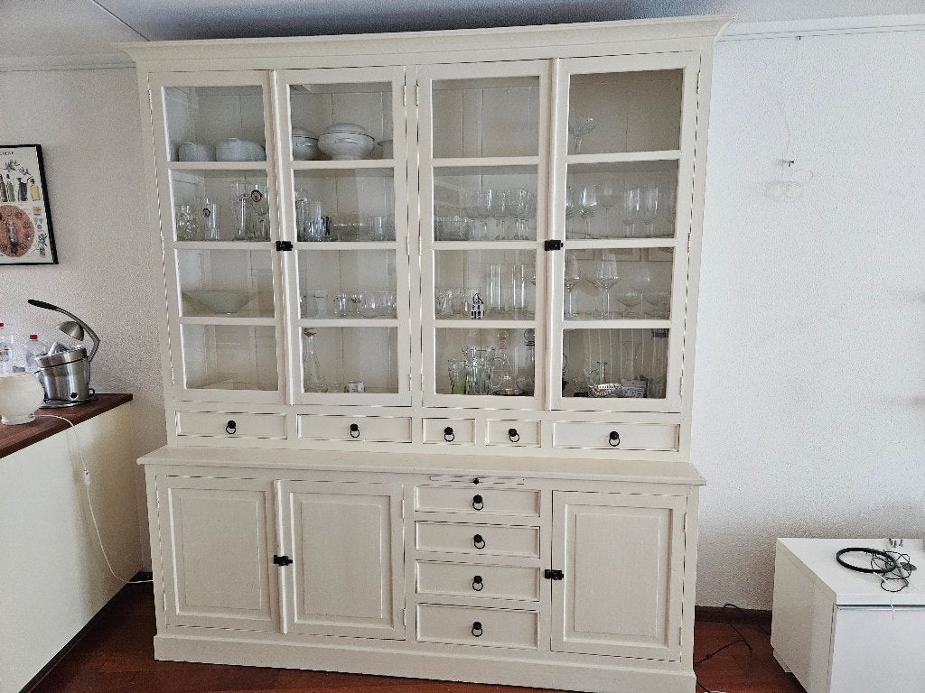 Witte houten servies kast, wandkast, Huis en Inrichting, Ophalen, Met deur(en), Zo goed als nieuw, 50 tot 75 cm