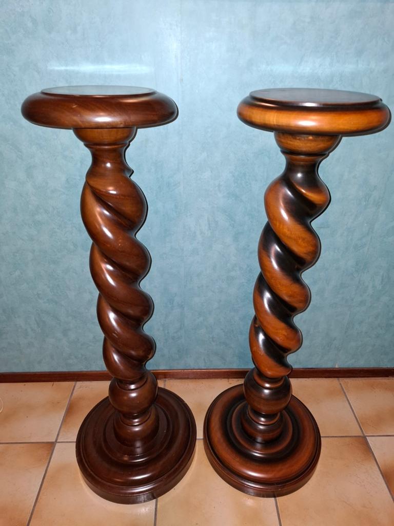Set van 2 gedraaide houten plantenstandaards, Ophalen