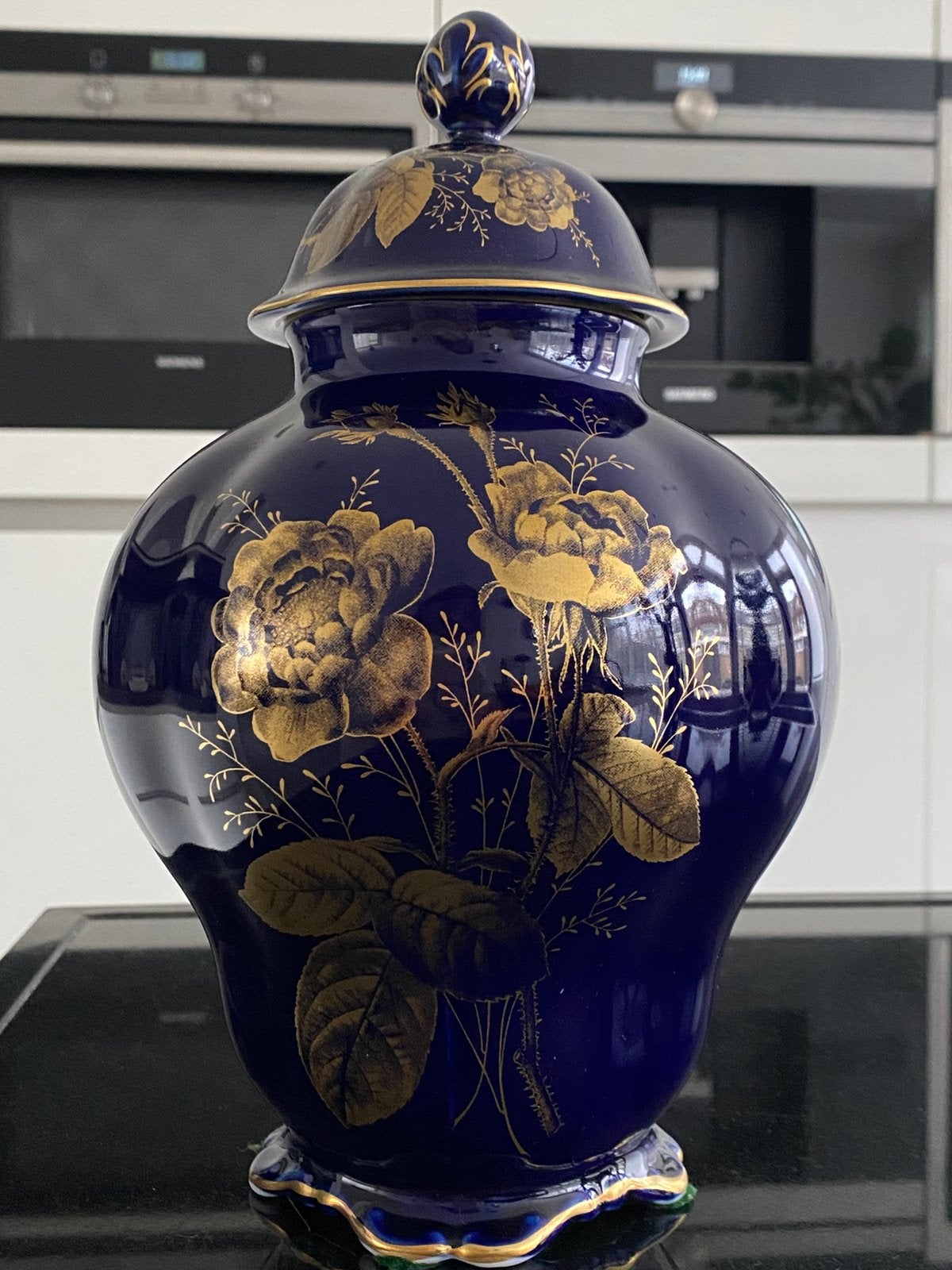 dekselvaas-Urn - Lindner Echt Cobalt -28 cm jaren  ‘50, Ophalen of Verzenden