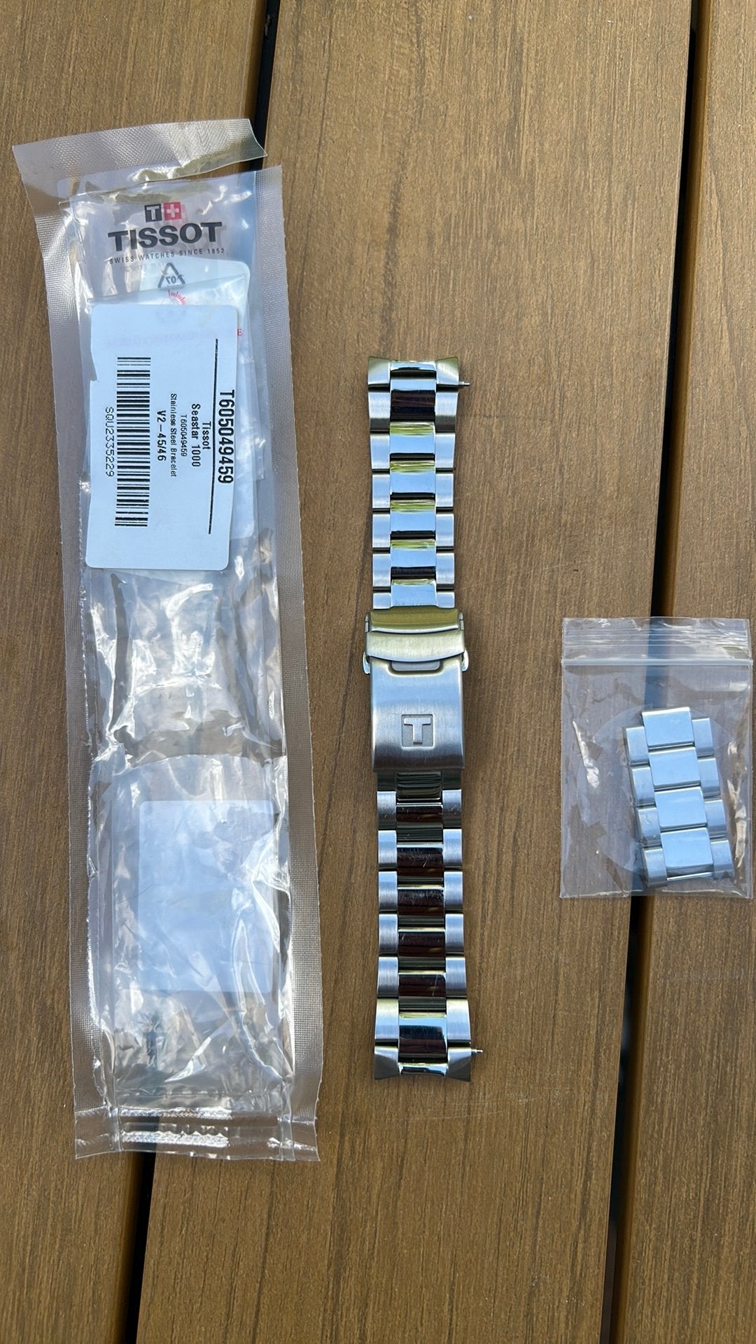 Tissot Steel Bracelet T605049459 Seastar 1000 Horlogeband, Ophalen of Verzenden, Zo goed als nieuw, Zilver, Staal