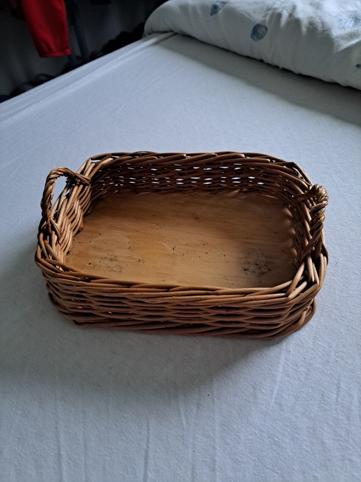 Rieten mandje met houten bodem - rechthoekig, Ophalen of Verzenden
