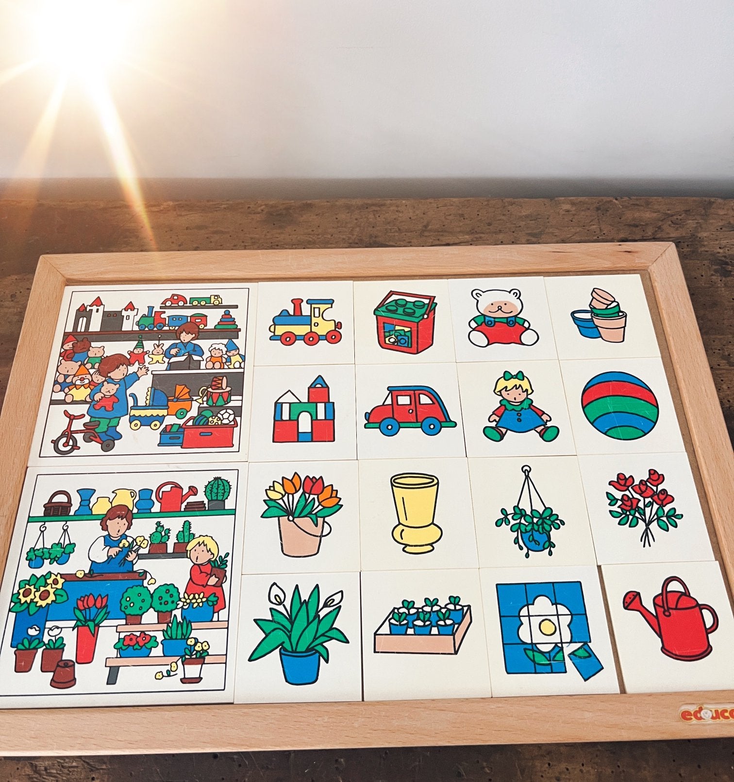 Vintage Educo Rolf houten lotto – Winkel Project, Kinderen en Baby's, Ophalen of Verzenden, Gebruikt