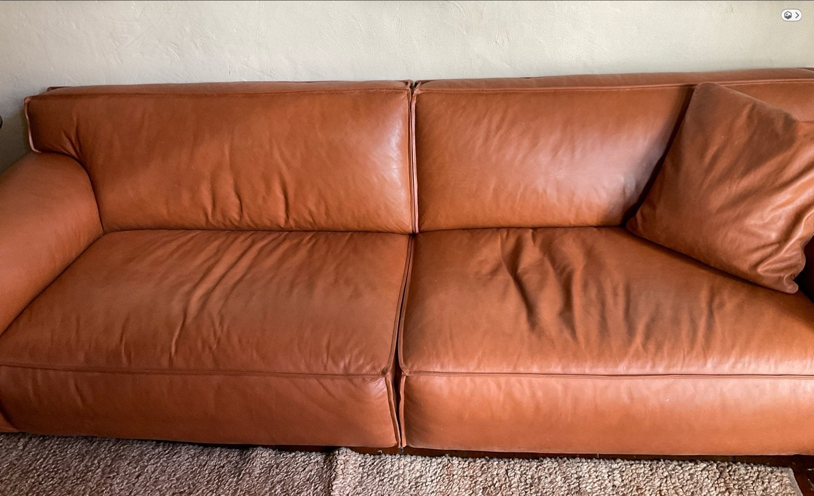 Z.g.a.n. African leather 4 persoons bank, Ophalen, Leer, Zo goed als nieuw, Rechte bank