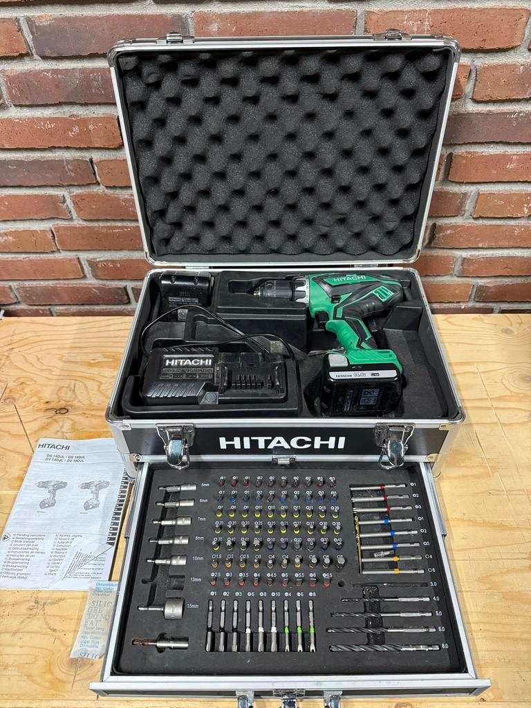 Hitachi DS 14DJL Accuboormachine met Koffer en Accessoires, Ophalen, Zo goed als nieuw