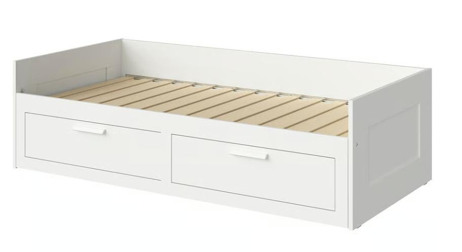 Bedbank met lades Brimnes IKEA + matrassen - GEDEMONTEERD, Huis en Inrichting, Slaapkamer | Bedden, Gebruikt, Tweepersoons, 160 cm