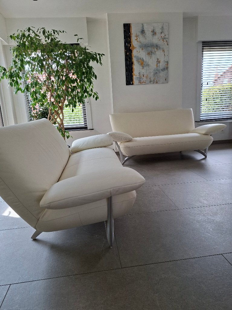 Rolf Benz 2-zits + 3-zits leren bankstel gerenoveerd, Ophalen, Gebruikt, Rechte bank, 200 tot 250 cm