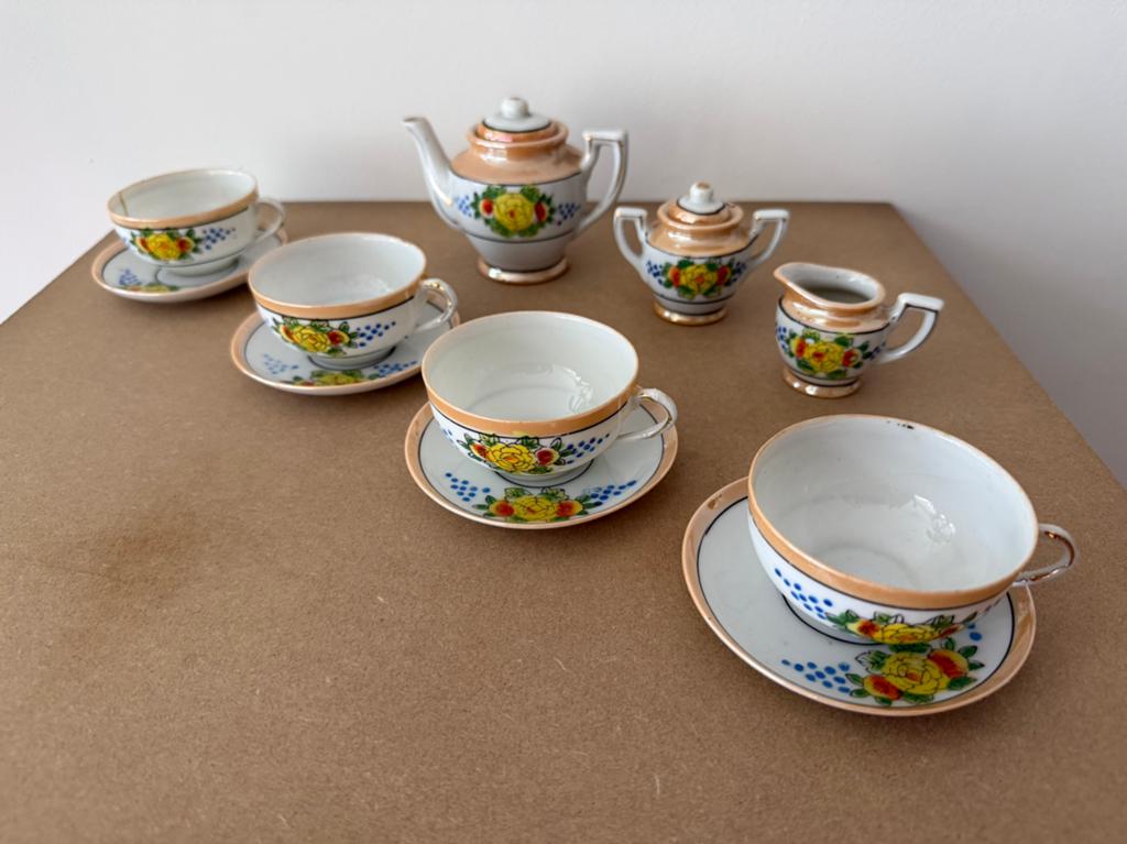 Vintage japans miniatuur theeservies-Lusterware (1950 - 1960, Antiek en Kunst, Antiek | Servies compleet, Ophalen of Verzenden
