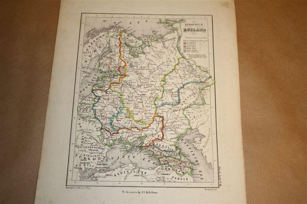 Zeldzame antieke kaart - Europees Rusland - 1860 !!, Gelezen, Ophalen of Verzenden, Landkaart, 1800 tot 2000