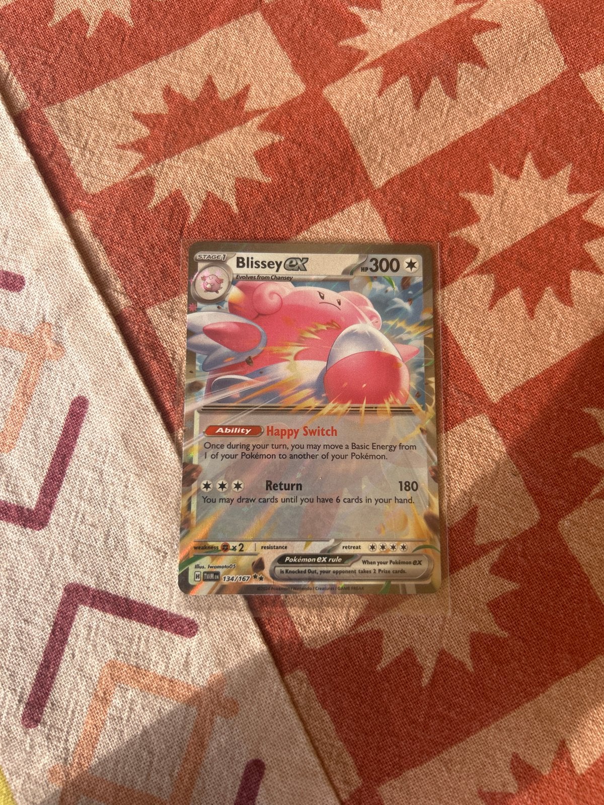 Blissey ex Pokémon kaart - Zeldzaam en in topconditie!, Ophalen of Verzenden, Zo goed als nieuw, Losse kaart, Foil