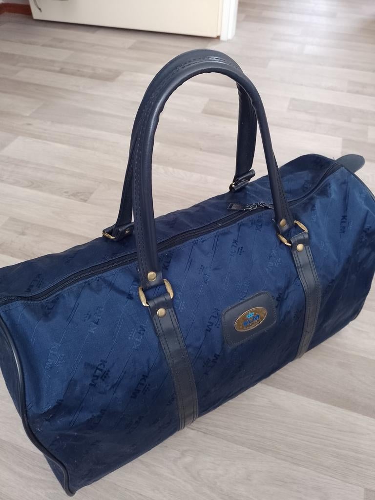Klm  vintage weekend tas, Ophalen, 40 tot 60 cm, 30 cm of meer, Blauw