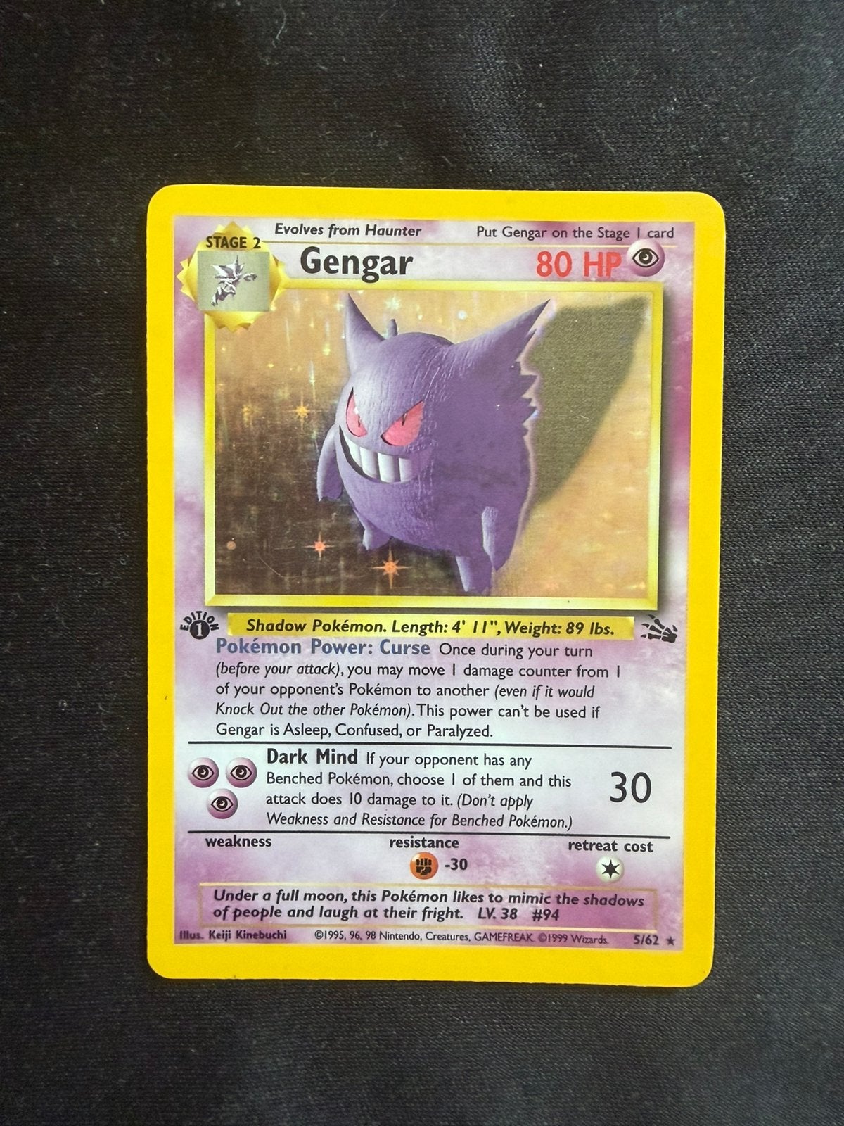 Pokemon Gengar 1st Edition Fossil engels Exc, Ophalen of Verzenden, Gebruikt
