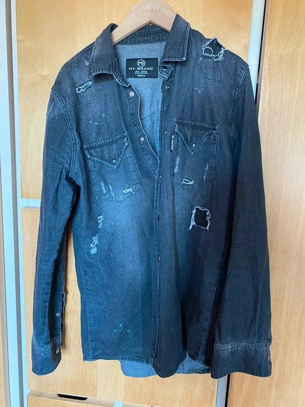 My Brand Amsterdam Versleten Denim Western Shirt - Zwart/Gri, Ophalen of Verzenden, Gedragen, Grijs, My Brand