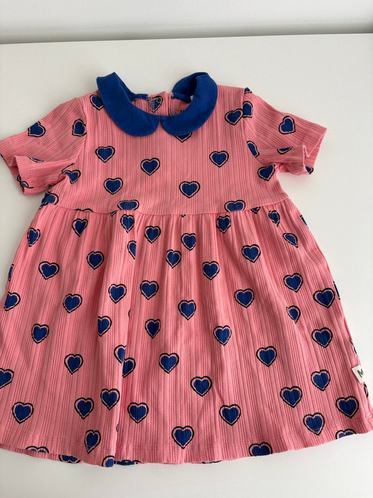 ZGAN Mini Rodini jurk met hartjesprint en blauwe kraag, Ophalen of Verzenden, Zo goed als nieuw, Meisje