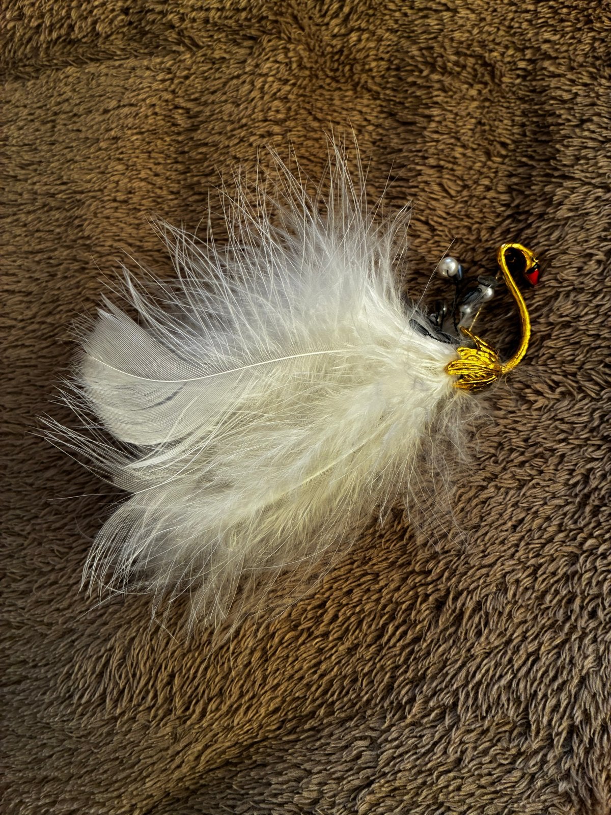 Elegante Zwaan Broche met Witte Veren, Ophalen, Overige materialen, Wit, Nieuw