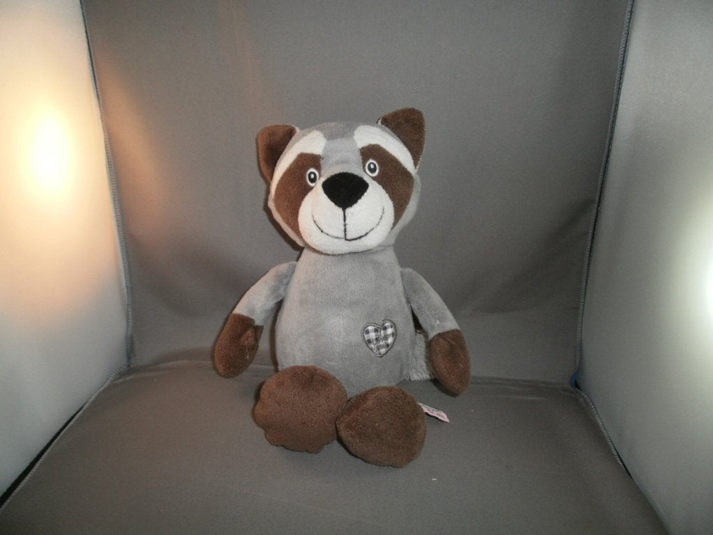 wasbeer met hartje op borst geruit grijs bruin velours ogen, Beer, Nieuw, Ophalen of Verzenden, Middelgroot (20 tot 80 cm)