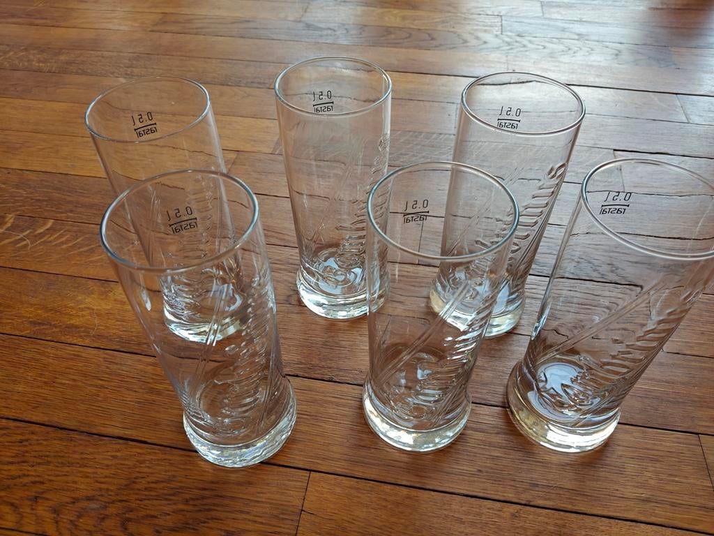 Set van 6 Gambrinus bierglazen - 0.5L, Antiek en Kunst, Antiek | Glas en Kristal, Ophalen of Verzenden