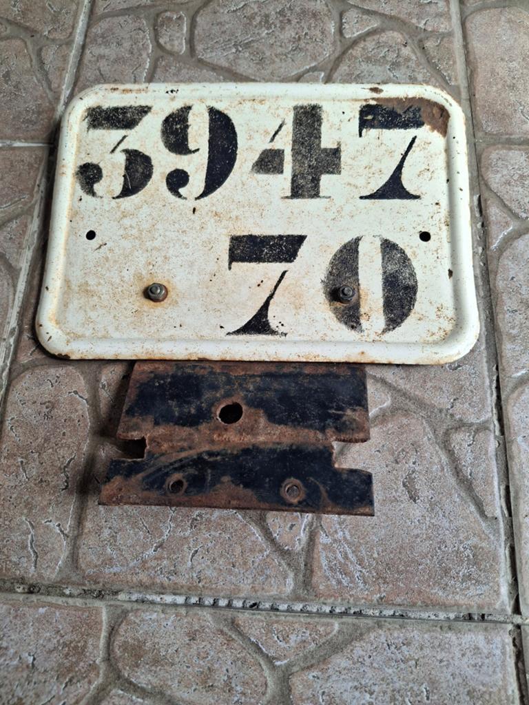 Vintage Frans geëmailleerd kentekenplaat 3947 70, Antiek en Kunst, Ophalen of Verzenden