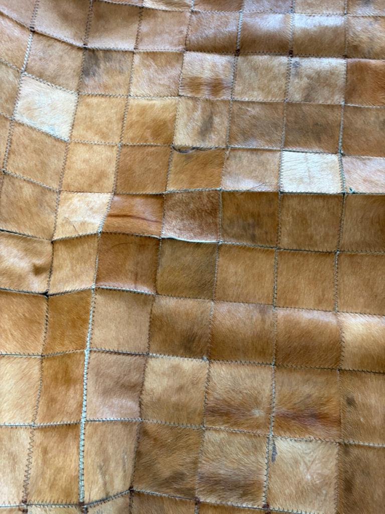 Koeienvel 225 x 160 vintage kleed patchwork bruin, 150 tot 200 cm, 200 cm of meer, Ophalen of Verzenden, Zo goed als nieuw