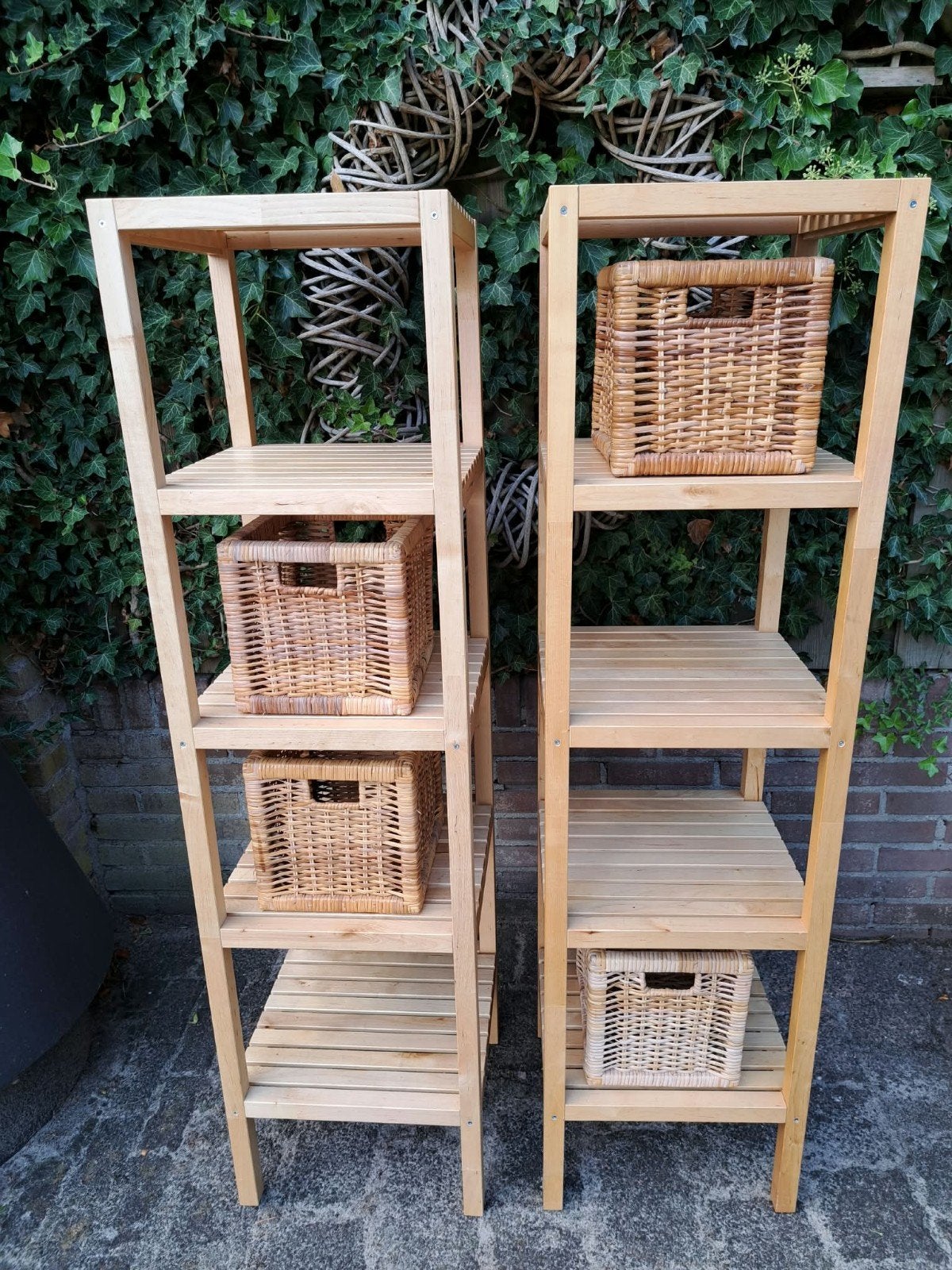 2x Ikea Molgar stellingkast/opbergrek hout, Ophalen, Gebruikt, Hout