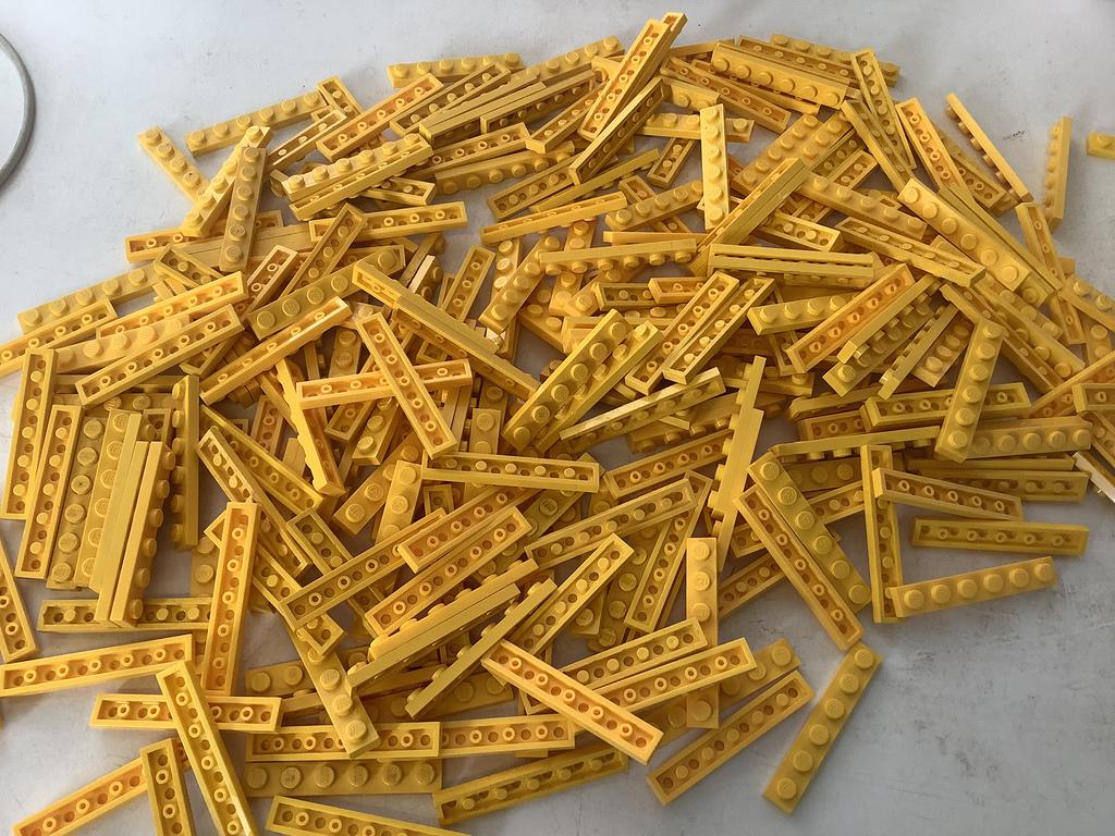 Lego plaat 1x6 geel, Ophalen of Verzenden, Gebruikt, Losse stenen, Lego
