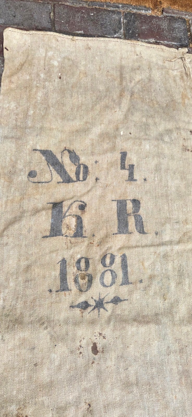 amazing antique german grain sack 1881, Ophalen of Verzenden