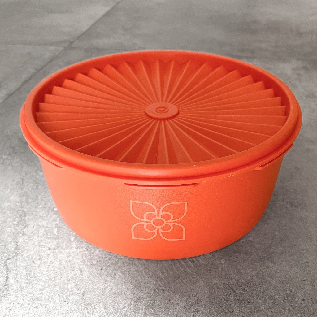 Vintage, retro oranje Tupperware koektrommel, sterdeksel, Gebruikt, Tupperware, -, Oranje