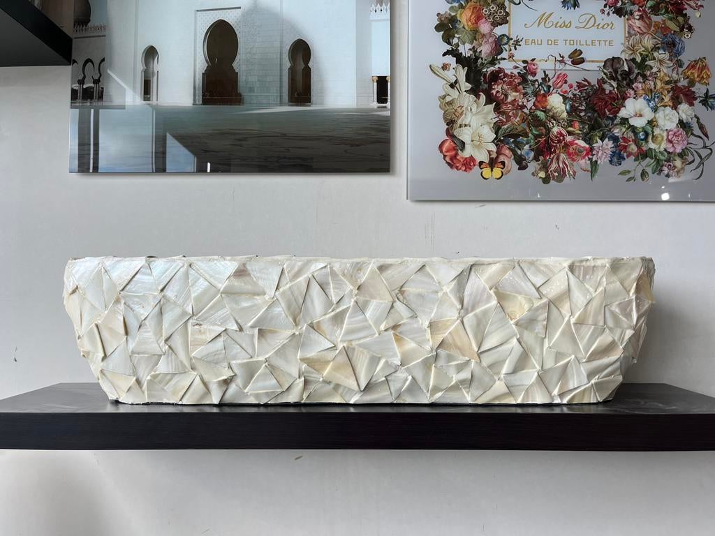 SCHELPEN VAAS SCHUIT XXL CREME MOTHER OF PEARL NU LAATSTE, Tuin en Terras, Ophalen of Verzenden, Zo goed als nieuw