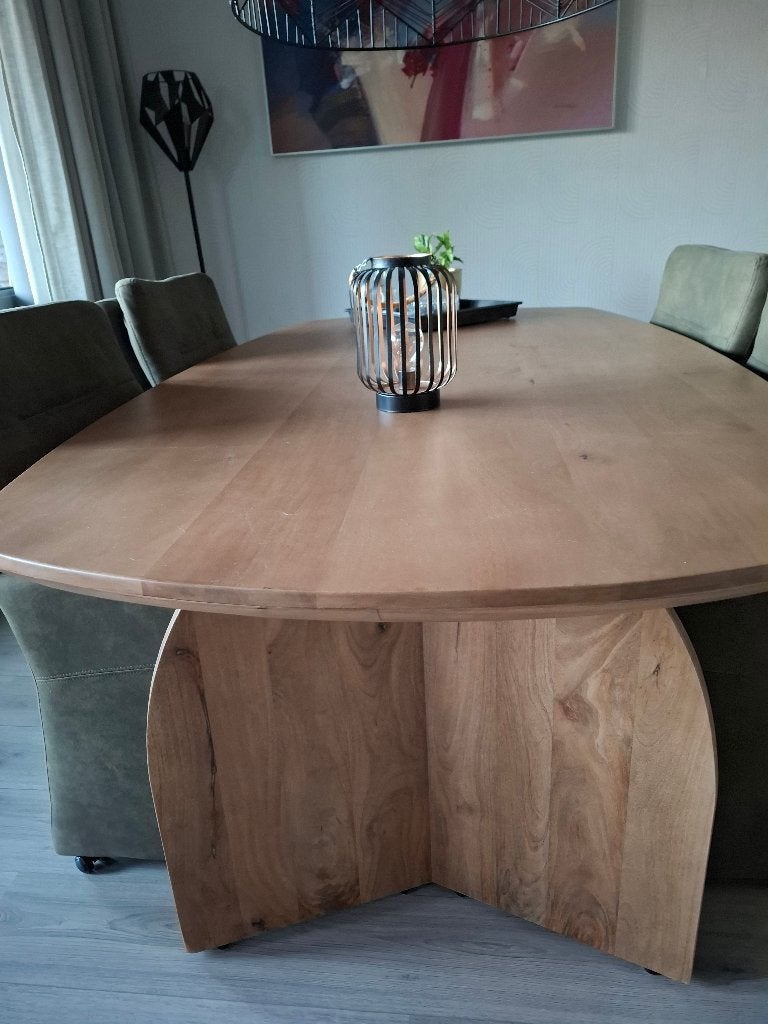 eettafel, Huis en Inrichting, Tafels | Eettafels, Nieuw, 50 tot 100 cm, 200 cm of meer, Vijf personen of meer, Ovaal, Overige houtsoorten