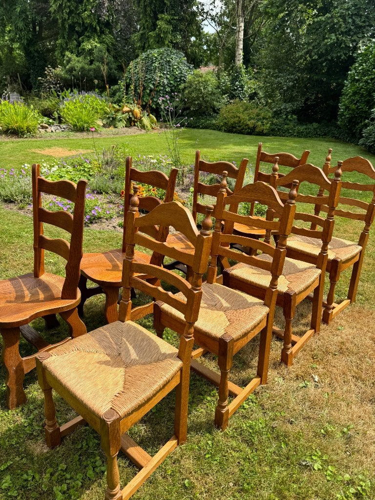 Houten stoelen mix, set van 8, Huis en Inrichting, Ophalen, Gebruikt, Bruin, Vijf, Zes of meer stoelen