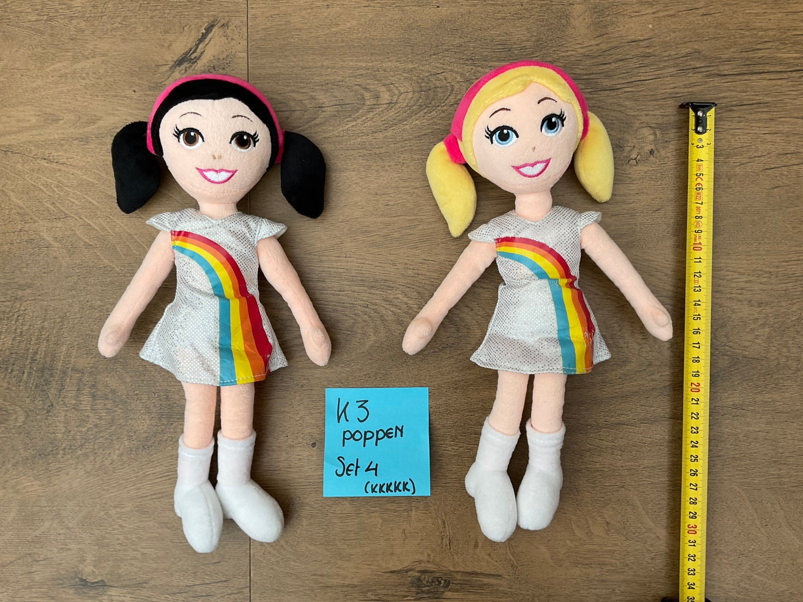 2 zgan K3 poppen pluche of knuffels ca 30cm, Verzamelen, Poppen, Ophalen, Zo goed als nieuw, Pop