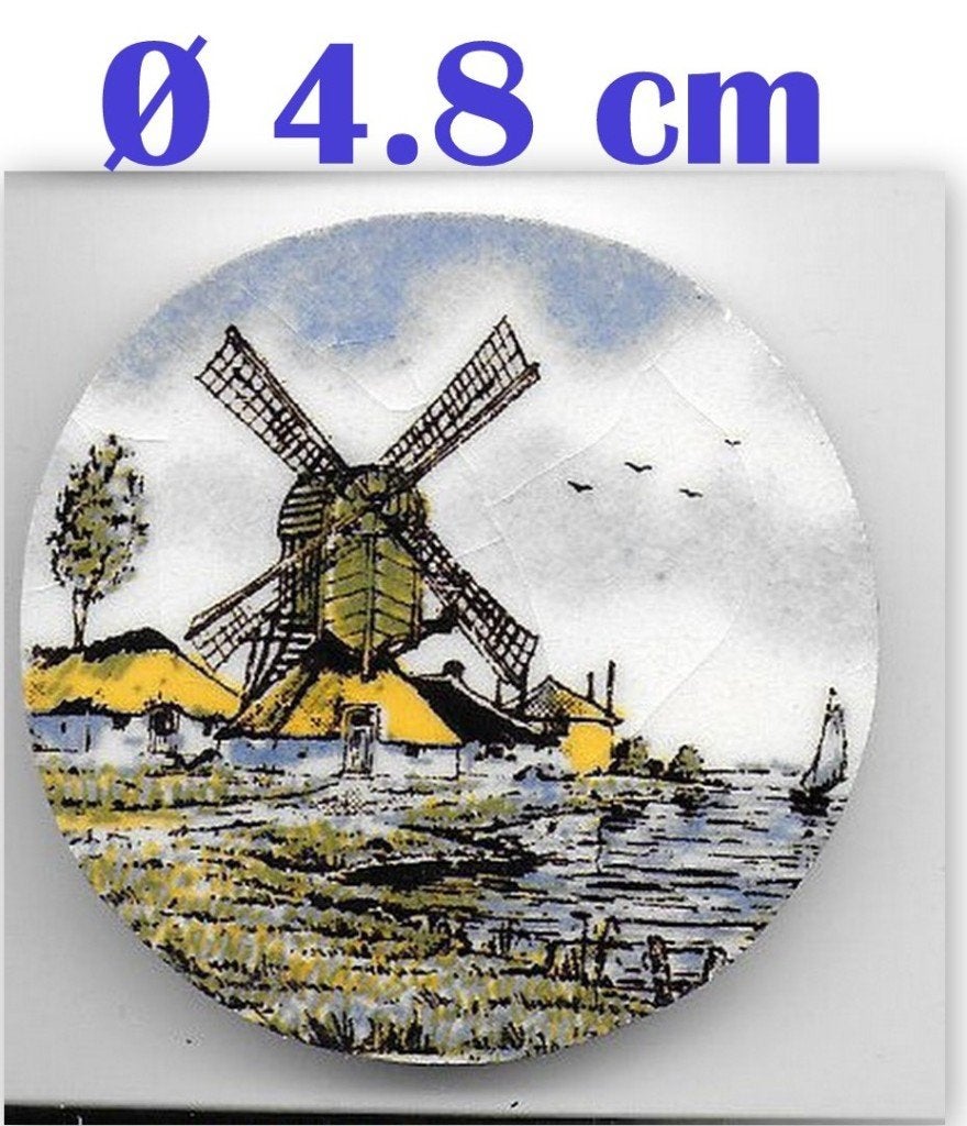 Een Tegeltje van een Hollandse Molen: Ø 4.8 cm, Ophalen of Verzenden