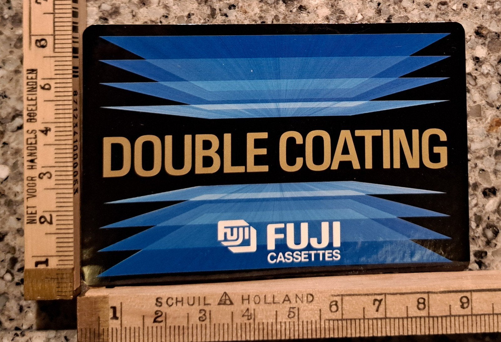 Vintage sticker Fuji cassettes Double coating 9 cm merk, Ophalen of Verzenden, Zo goed als nieuw, Overige typen