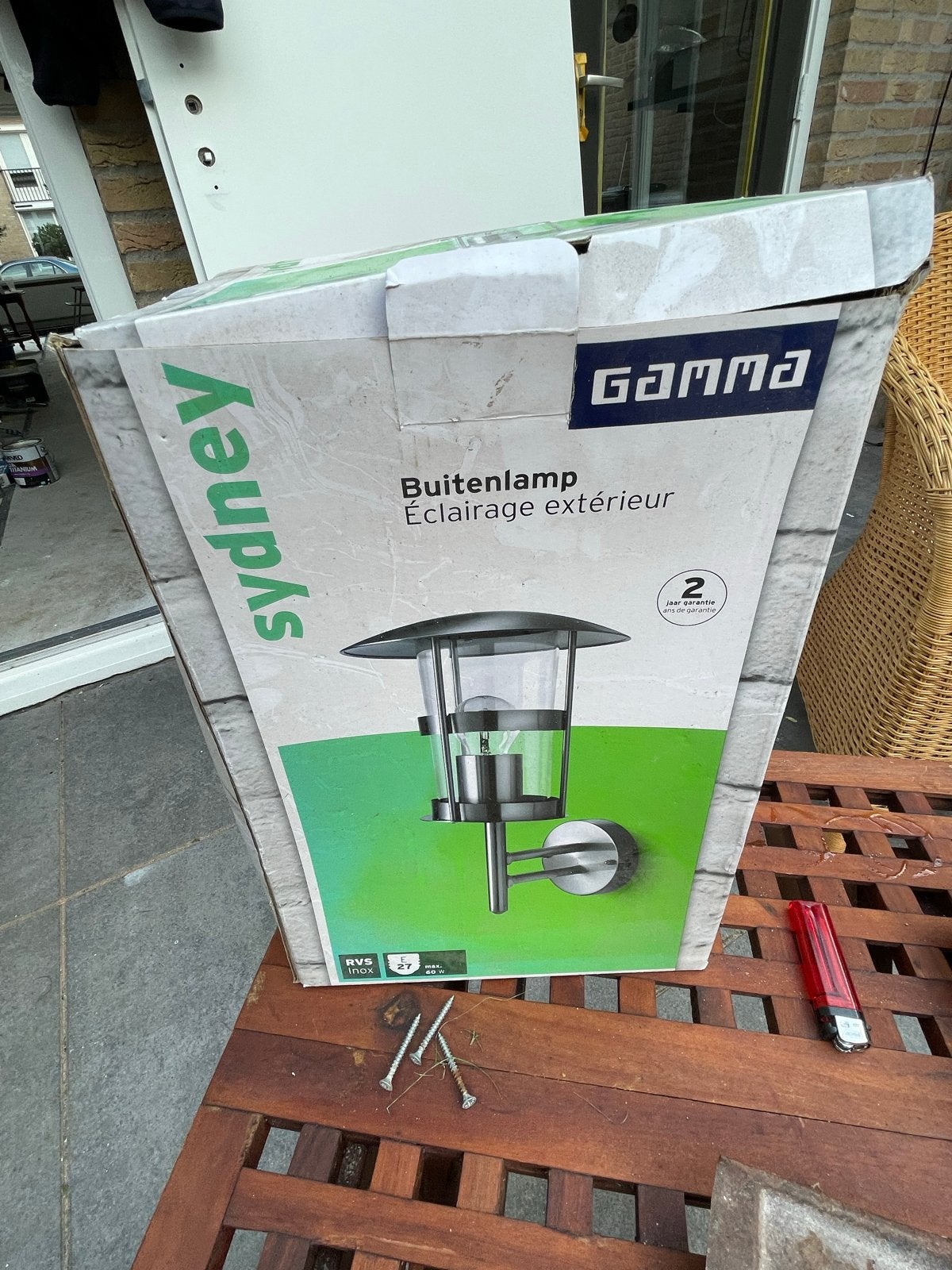 Gamma Sydney Buitenlamp - Nieuw in doos, Wandlamp, Nieuw, Ophalen of Verzenden, Rvs