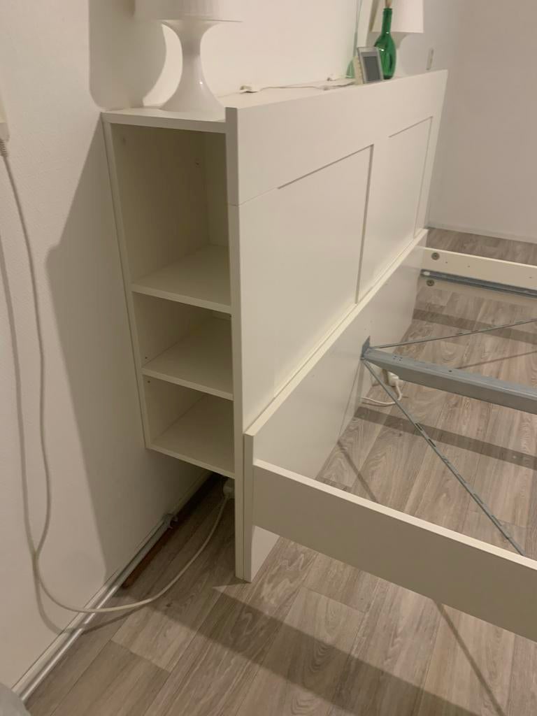 IKEA Tweepersoonsbed 160x200 met opbergruimte gebroken wit, Ophalen, Gebruikt, Tweepersoons, 160 cm