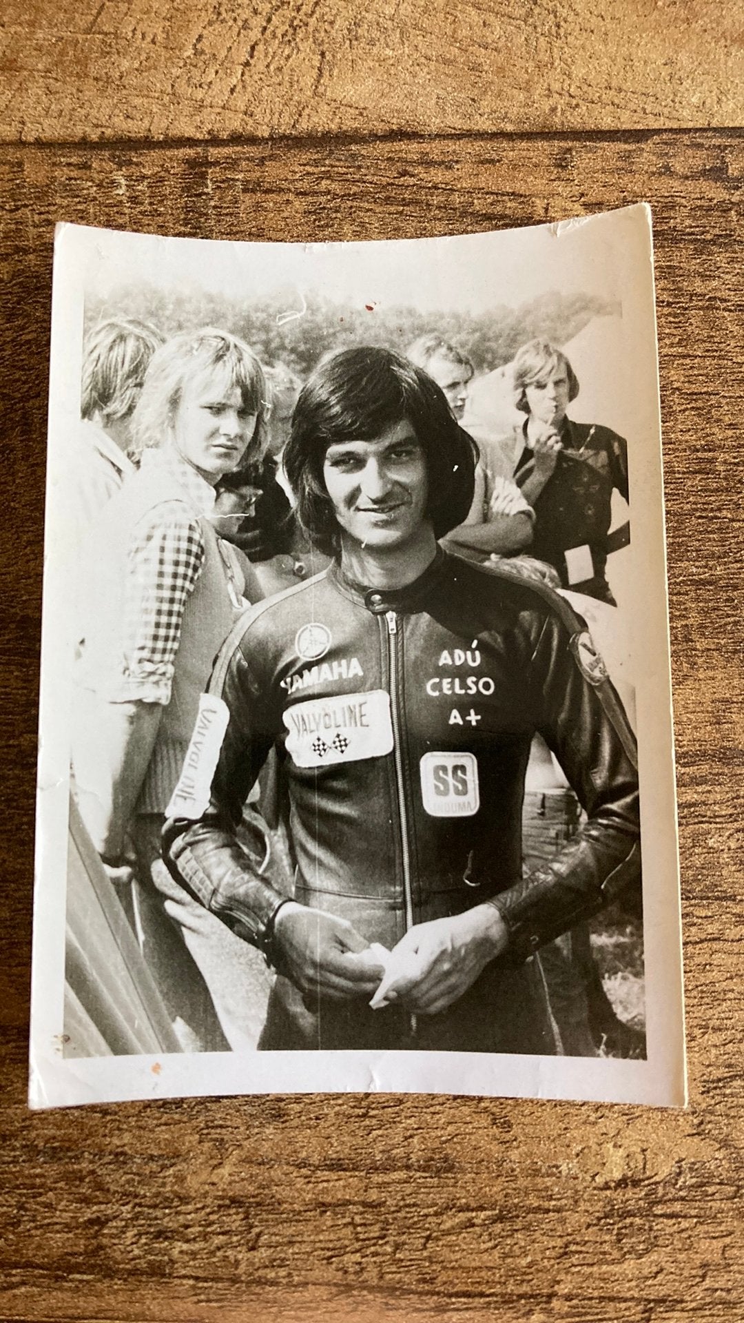 Oude foto Adú Celso motorcoureur Yamaha, Ophalen of Verzenden, Gebruikt, Motoren