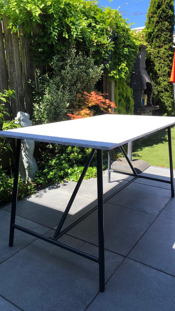 Tuintafel 140x 80 marmer, Tuin en Terras, Tuintafels, Ophalen, Gebruikt, Rechthoekig, Overige materialen