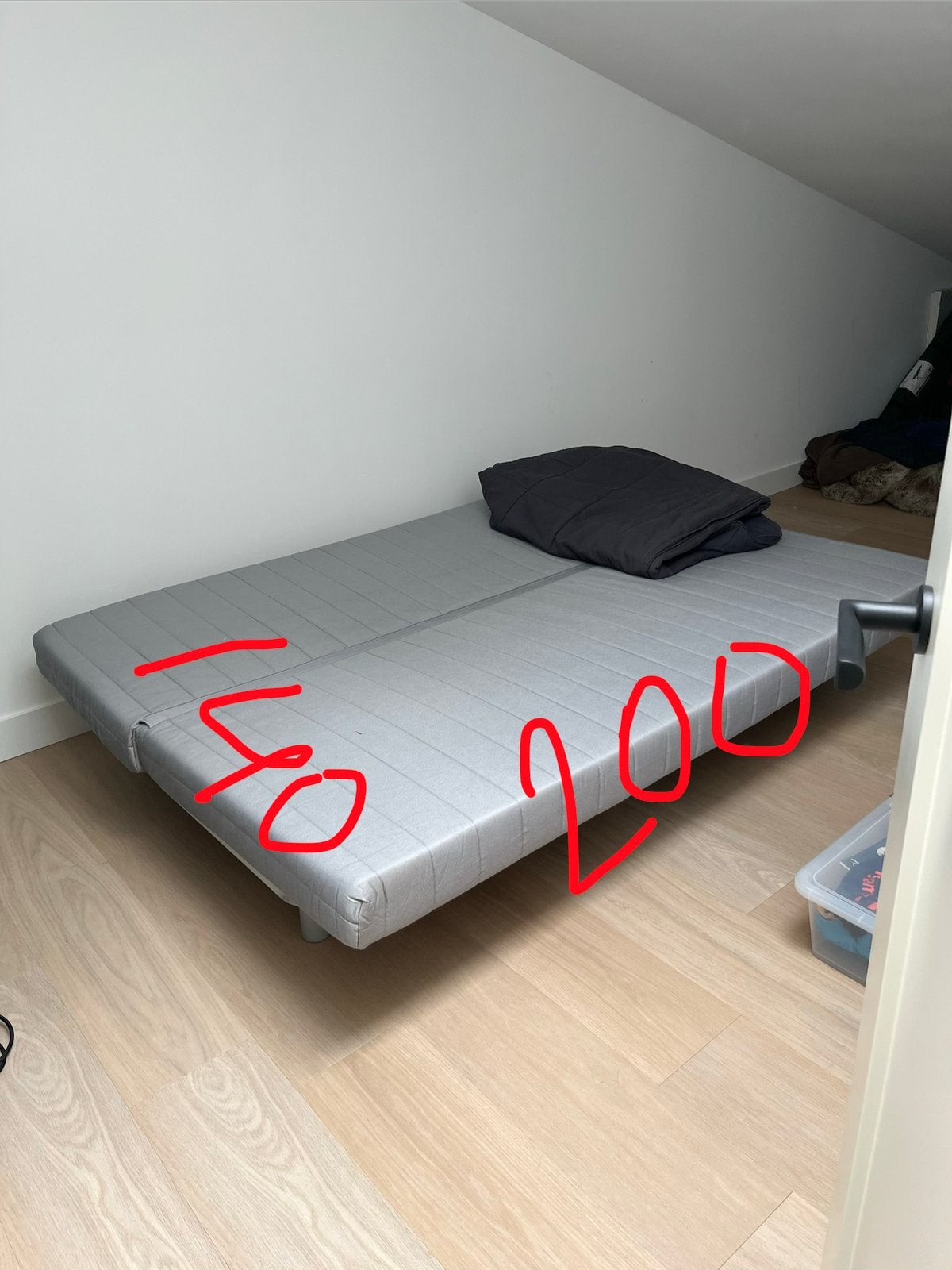 SLAAPBANK MET LADE, Ophalen, Tweepersoons, 140 cm, Zo goed als nieuw