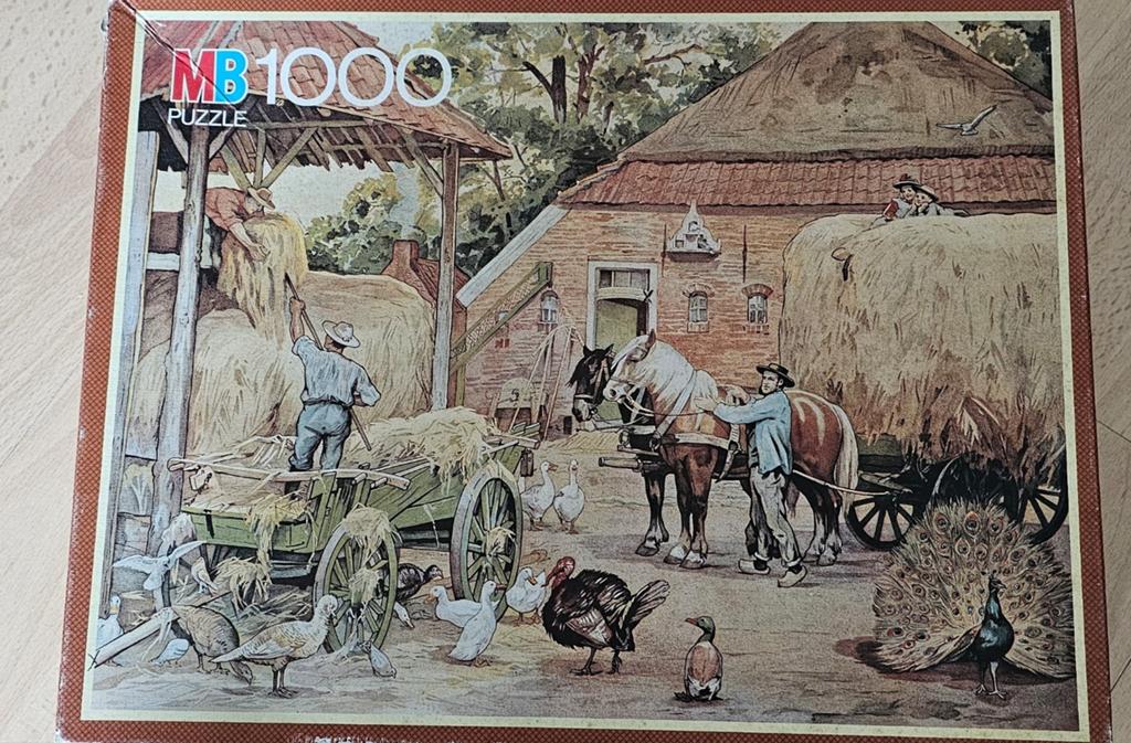 MB Jetses Puzzel 1000 stukjes - Boerderijtafereel, Ophalen, 500 t/m 1500 stukjes, Gebruikt, Legpuzzel