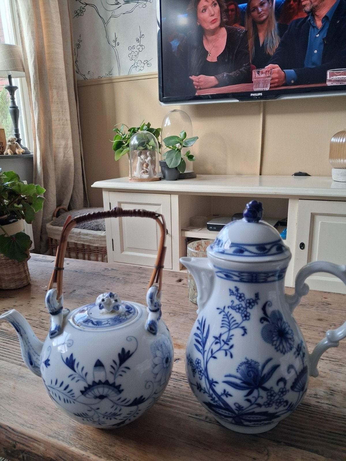 Chinese theepot en koffiepot, blauw-wit porselein, Ophalen of Verzenden