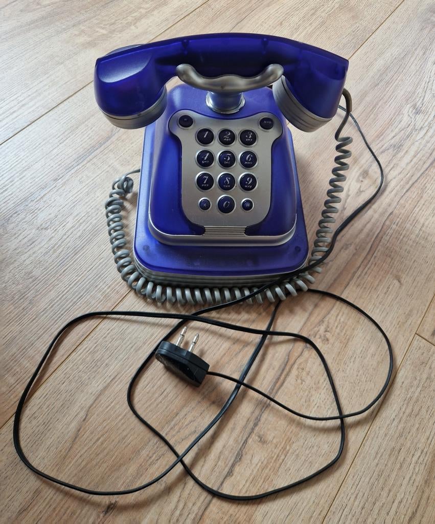 Vintage Jaren '90 Retro Telefoon "Miami" – Transparant Blauw, Telecommunicatie, Vaste telefoons | Handsets en Draadloos, Ophalen of Verzenden
