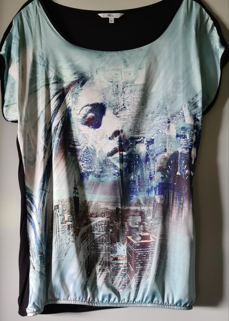 MISS ETAM L/BLAUW BEDRUKT 40, Kleding | Dames, Maat 38/40 (M), Blauw, Ophalen of Verzenden, MISS ETAM