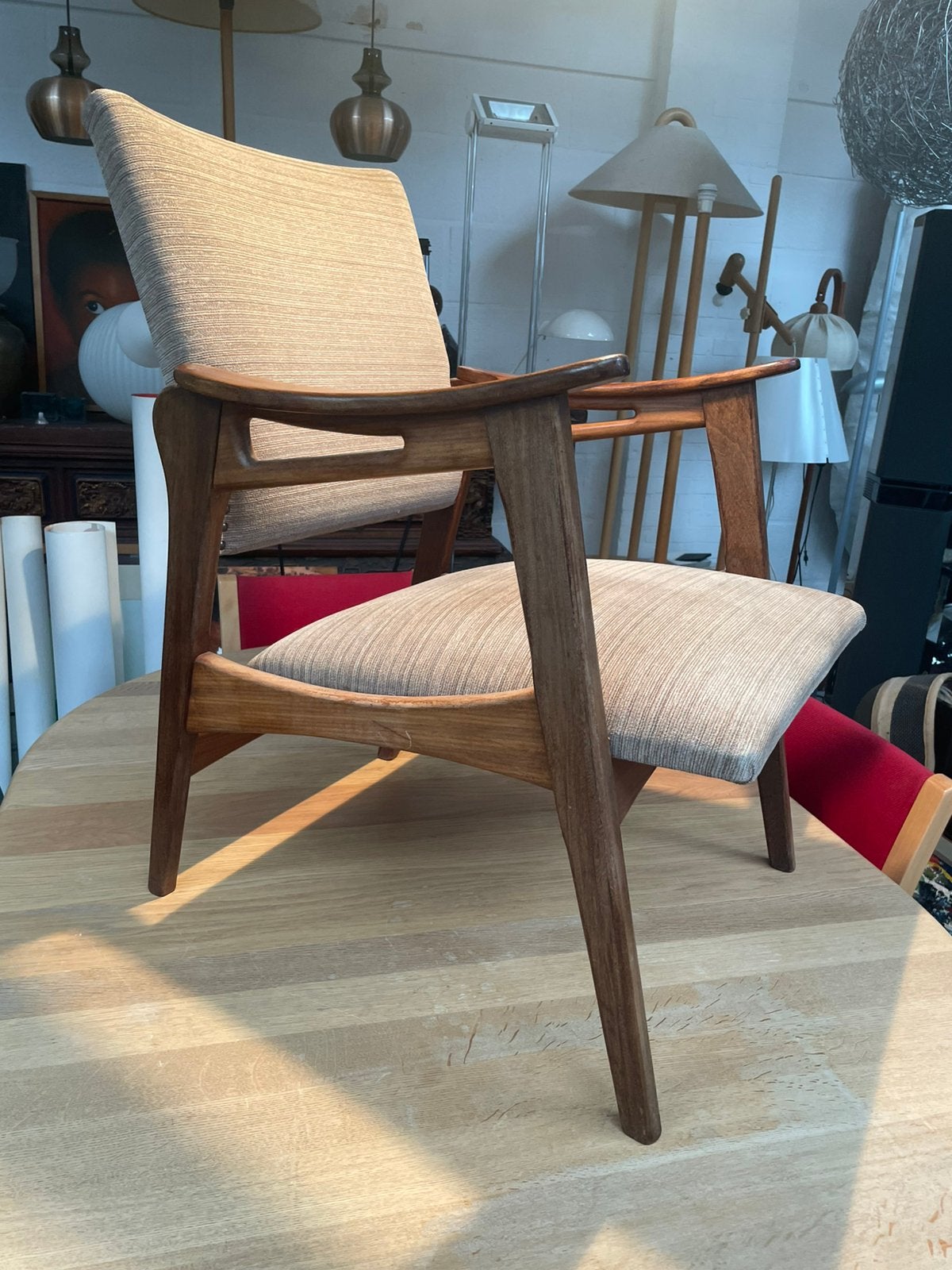 Teak houten fauteuil, jaren 60, Ophalen, Gebruikt, Bruin, Vintage