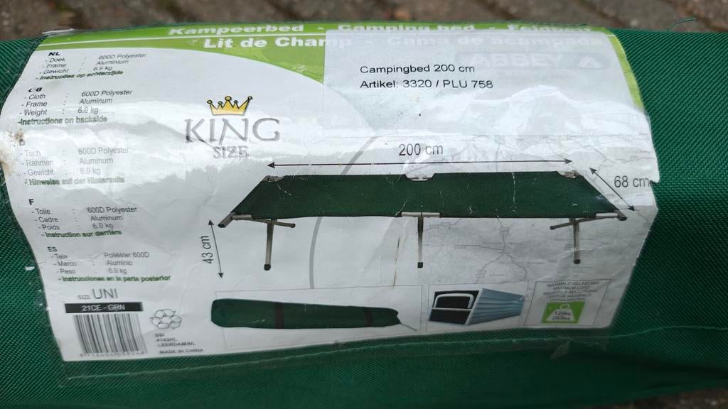 King Size Kampeerbed - 200x68cm, 120kg draagvermogen, Ophalen, Nieuw