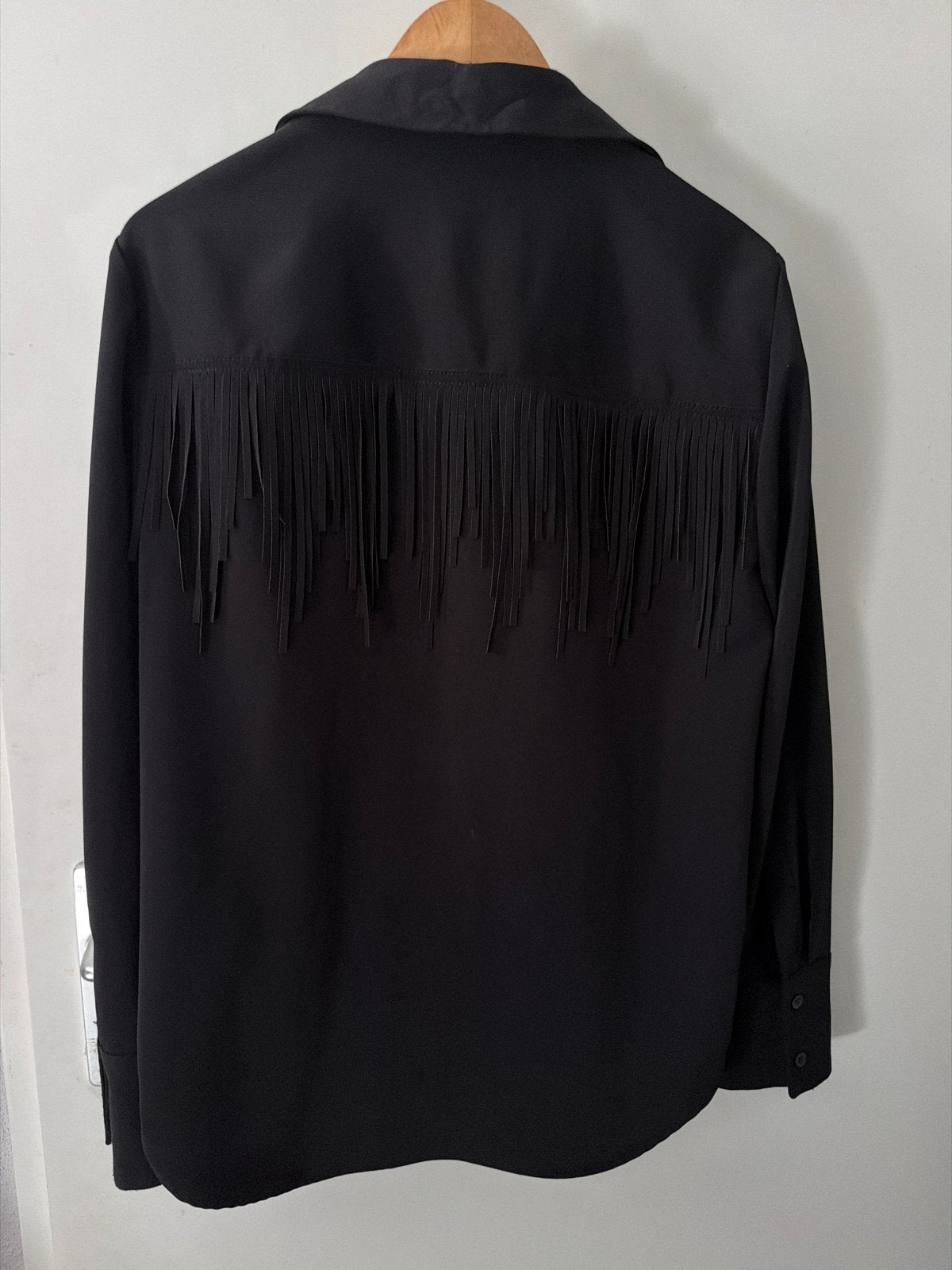Zara Zwarte Blouse met Franjes - Maat M, Ophalen of Verzenden, Zo goed als nieuw, Maat 38/40 (M), Zwart