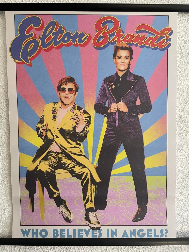 Poster ‘’ Elton John and Brandi Carlile ‘’ 42x 59 cm, Ophalen of Verzenden, Zo goed als nieuw, Poster, Artwork of Schilderij