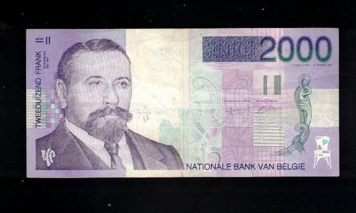 Bankbiljet België 2000 Frank  -  Victor Horta  -  4, Postzegels en Munten, Ophalen of Verzenden, Los biljet